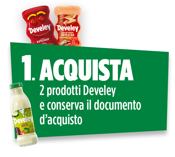 immagine del primo step di partecipazione: Acquista 2 prodotti Develey in promozione dal 01/05/2026